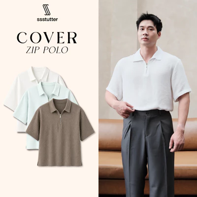 Áo Polo Nam Khóa Kéo Cover Zip Polo SSSTUTTER Form Regular Mềm Mại Thoáng Mát Phối Đồ Đẹp