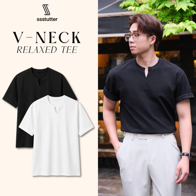Áo Thun Nam SSSTUTTER V-Neck Relaxed Tee Cổ V Form Relaxed Cotton Cao Cấp Thoáng Mát Basic Dễ Phối Đồ