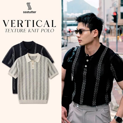 Áo Polo Nam SSSTUTTER Vertical Texture Polo Form Regular Dệt Kim Cao Cấp Sang Trọng