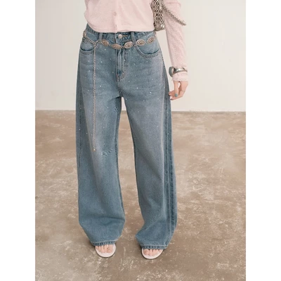 KIDO - Quần jean đính đá ống suông SAMMY JEANS