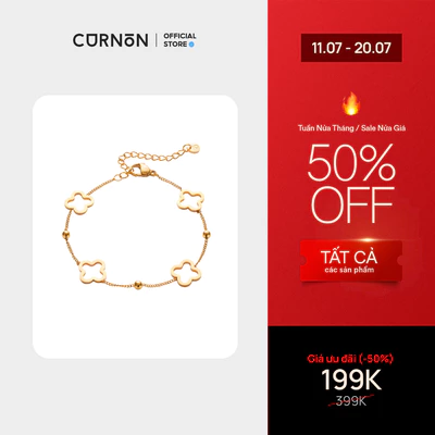 Vòng Tay Nữ Curnon Helena Gold - Dây Mắt Xích Nhỏ Bốn Bông Hoa Thời Trang Nữ Tính - Hàng Chính Hãng