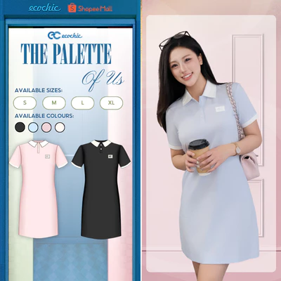 [LIVE KOL] Váy Polo ECOCHIC B240A Dáng Suông Basic Phối Viền Tay Nữ Tính Chất Liệu Cao Cấp Chính Hãng