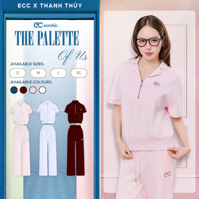 [LIVE KOL] Set Bộ Tencel ECOCHIC B222A Áo Polo Khóa Hafzip Logo Thêu Quần Ống Suông Chất Liệu Cao Cấp Chính Hãng