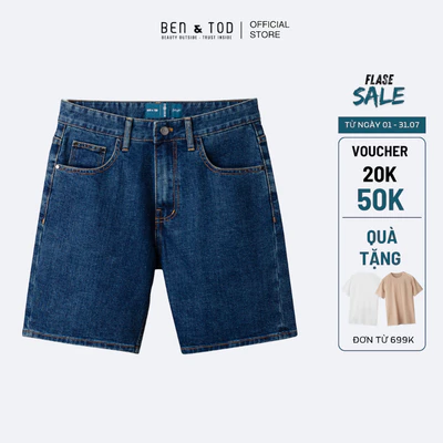 Quần short jean nam Ben & Tod SL2240 BC187 cotton basic form Slim fit