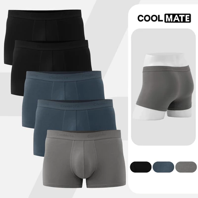 Combo 5 quần lót sịp nam Trunk Cotton mềm mại, co giãn, thoải mái mặc hàng ngày, đi làm Coolmate
