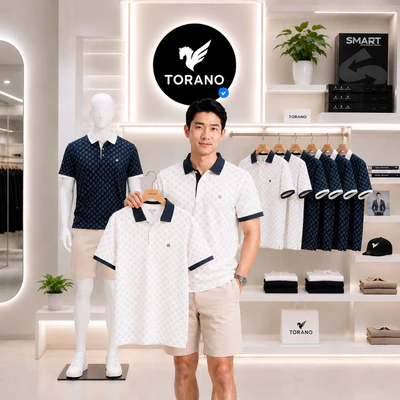 Áo polo nam TORANO MONOGRAM POLO in tràn họa tiết, chất thoáng khí, thoải mái, thanh lịch, sang trọng GSTP051