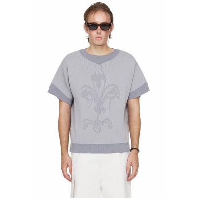 Áo Thun Boxy Dệt Kim Hoa Iris Màu Muted Blue - BEUTER® x PALLADIUM IRIS KNIT BOXY T-SHIRT - MUTED BLUE