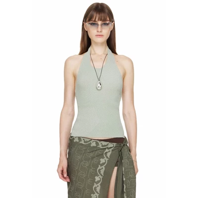 Áo Yếm Dệt Kim Nữ Màu Xanh Rêu - BEUTER® x PALLADIUM WMNS KNIT HALTER TOP - MOSS GREEN
