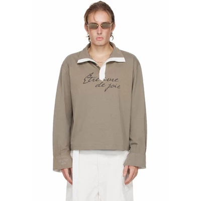 Áo Polo Tay Dài ‘Être ivre de joie’ Màu Xanh Rêu - BEUTER® x PALLADIUM ‘Être ivre de joie’ LONG SLEEVE POLO - MOSS GREEN