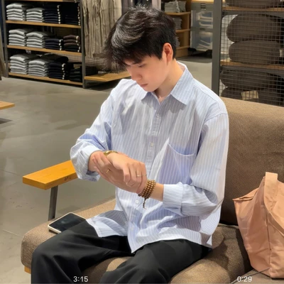 Áo sơ mi cổ bẻ dài tay sọc ZUTEE nam chất liệu Linen cao cấp ZT02