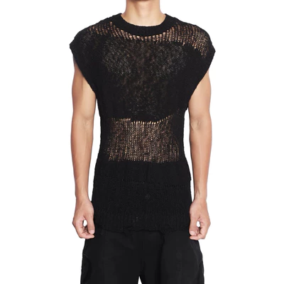 Áo Len Tanktop Goldie "EMPTY KNIT RED" Màu Đen