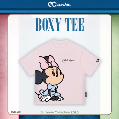 (LIVE KOL) Áo Phông Boxy ECOCHIC TS031 Hình In Minnie Mouse Chính Hãng Bản Quyền Disney MICKEY COLLECTION