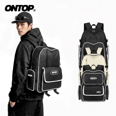 Balo vải canvas nam nữ nhiều ngăn ONTOP đựng vừa laptop 15.6inch màu đen, kem local brand BW Backpack | O-P16 & O-P36
