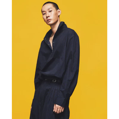 Hypnotism Foundation Check Pullover Áo thiết kế half placket cổ cao form Oversized Boxy (Hỏa tốc)