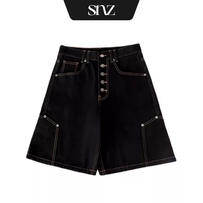 Quần Short Lửng SNAZZY Unisex Nam Nữ Chất Liệu Denim Chính Hãng - OBSIDIAN DENIM