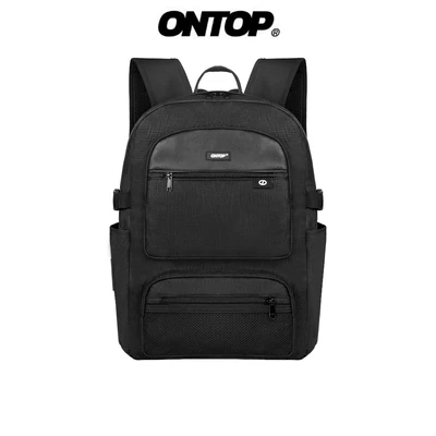 Balo vải canvas chống gù ONTOP nhiều ngăn màu đen, đựng vừa laptop 15.6inch Material Backpack Pos-Pro | O-P62