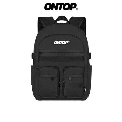 Balo local brand chính hãng ONTOP nam nữ đựng vừa laptop 15.6 inches vải canvas màu đen Adventure Backpack | O-P52