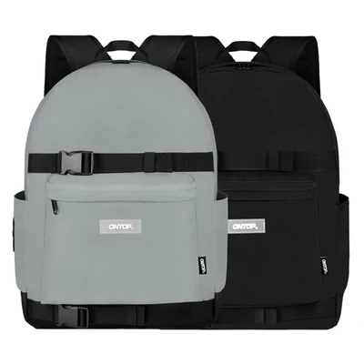 Balo canvas local brand nam nữ ONTOP đen xám nhiều ngăn đựng laptop, khóa gài ván trượt Defense Backpack | O-P35