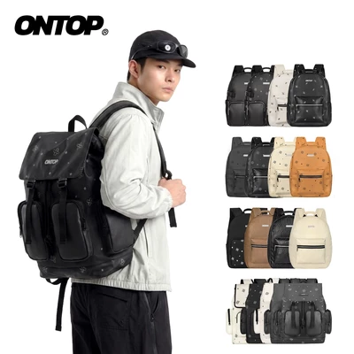 Balo đi học local brand nam nữ ONTOP chất da và canvas nhiều màu đa ngăn, chống nước Level Backpack