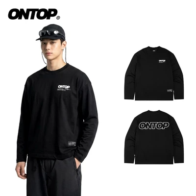 Áo thun dài tay nam nữ màu đen ONTOP form rộng vải cotton tháng mát local brand basic Base Long Sleeve Tee | O-T7