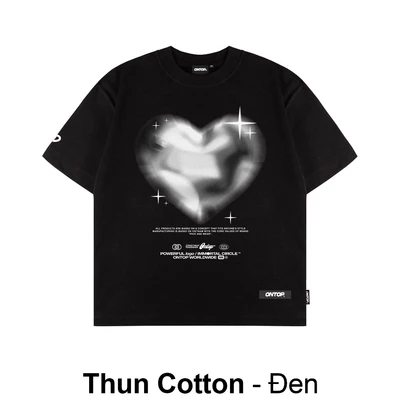 Áo thun in hình trái tim màu đen ONTOP local brand nam nữ vải cotton thoáng mát Tee Frosty | O21-T9