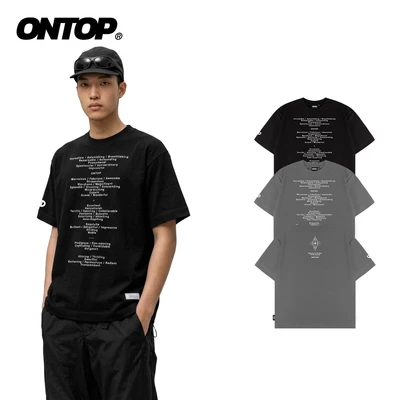 Áo thun form rộng in chữ màu đen xám ONTOP vải cotton thoáng mát local brand nam nữ Incredible | O21-T7