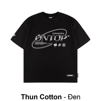 Áo thun đen form rộng in chữ nam nữ ONTOP vải cotton thoáng mát local brand Tee Optics | O23-T2