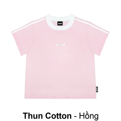 Áo baby tee sọc vai tay ngắn ONTOP vải thun cotton mềm mịn, thoáng mát màu đen, hồng local brand Stipes | O22-T2