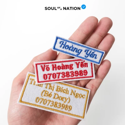 [Combo 5 Cái] Bảng Tên Thêu Custom Theo Yêu Cầu  Hình Chữ Nhật Có Keo Ủi - SOUL OF A NATION