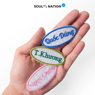 [Combo 5 Cái] Bảng Tên Thêu Tên Custom Theo Yêu Cầu Hình Oval Có Keo Ủi - SOUL OF A NATION