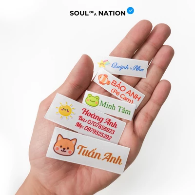 [Combo 25 Cái] Bảng Tên, Nhãn In Custom Theo Yêu Cầu Vải Ruy Băng Có Keo Ủi - SOUL OF A NATION