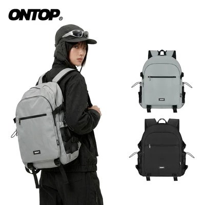 Balo canvas nhiều ngăn local brand ONTOP nam nữ, đựng vừa laptop 15.6 inches màu đen, xám Airflow Backpack | O-P53