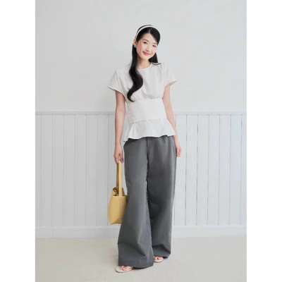 DOB - Áo kiểu trơn kèm corset xếp li I Kie Top