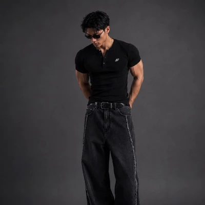 Áo Thun Degrey Rib Henley Black - HENLEYBLACK