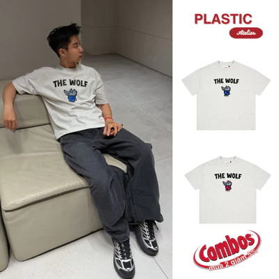 Áo thun oversized boxy, áo thun local "Wolf nơ" 250gsm Cổ Tròn Unisex Nam Nữ Basic