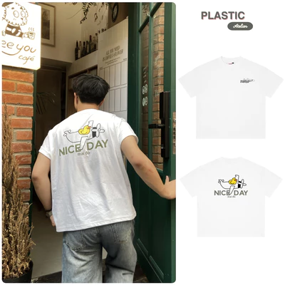 Áo thun oversized boxy, áo thun local "Nice day mai đó" 250gsm Cổ Tròn Unisex Nam Nữ Basic
