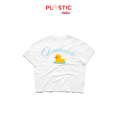 Áo thun vải xược oversized boxy, áo thun local "Duck" 250gsm Cổ Tròn Unisex Nam Nữ Basic