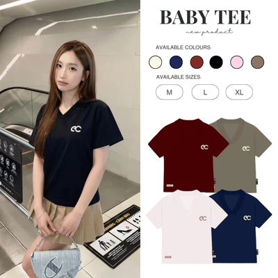 Áo Thun Mỹ Baby Tee ECOCHIC Cổ Tim Chất Liệu Thun Mỹ Co Giãn 4 Chiều Form Vừa Local Brand Chính Hãng B163