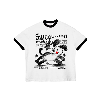 TheGlam CHÍNH HÃNG - Áo Thun Trắng "SWEET DOG" UNISEX Form Boxy Nam Nữ - TS07-18