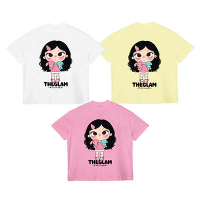TheGlam CHÍNH HÃNG - Áo Thun Form Boxy "CHIBI DOLL" Màu Trắng/Vàng nhạt/Hồng nhạt UNISEX Nam Nữ - TS08-01