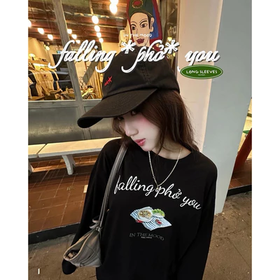 Áo Thun Tay Dài Long Sleeve Boxy "Fall Phở You" 250gsm Form Rộng Cổ Tròn Unisex Nam Nữ Basic