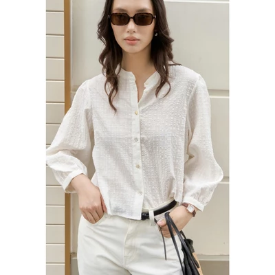 Áo blouse thiết kế dáng relax cổ tàu phối ren Mono Talk - MCS26S-T20011TK