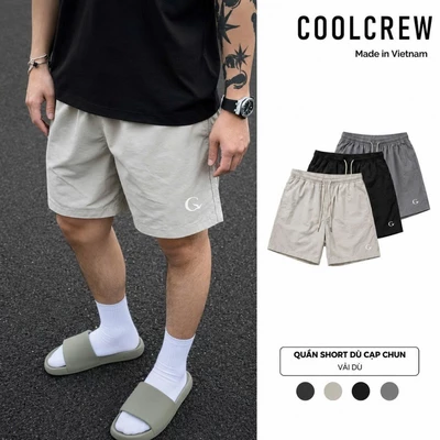 Quần Short Dù Cạp Chun Dây Rút 𝐂𝐎𝐎𝐋𝐂𝐑𝐄𝐖 Cạp Chun Dây Rút Form Regular Phong Cách Basic Hàn Quốc QEN120