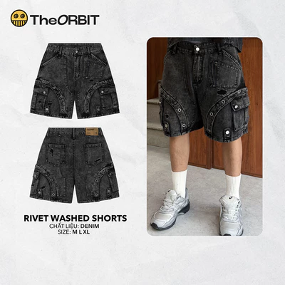 Quần Shorts Nam Nữ The ORBIT RIVET WASHED SHORTS - Local Brand Chính Hãng
