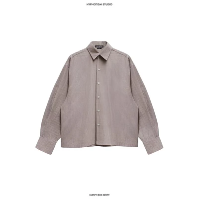 Hypnotism Curvy Box Shirt Áo sơ mi caro tay dài form Boxy Fit màu Taupe Check (Hỏa tốc)
