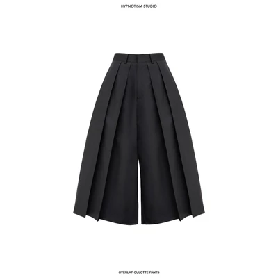 Hypnotism Overlap Culotte Pants Quần culotte kaki thiết kế overlap form Relax Wide Culotte Fit (Hỏa tốc)