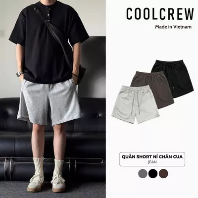 Quần Short Nỉ Chân Cua COOLCREW Unisex Cạp Chun Dây Rút Vải Cotton Thoáng Mát Phong Cách Hàn Quốc QTN169