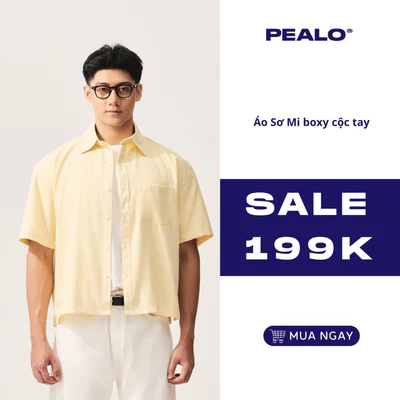 Áo sơ mi boxy ngắn tay PEALO SS25 chất liệu oxford dày dặn cao cấp