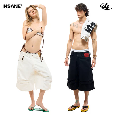Quần Lửng InsaneClo RAWLINE JORTS Form Dài Qua Gối Unisex Chất Liệu Kaki Cotton