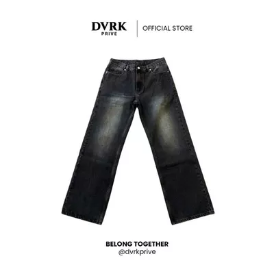 Quần Dài Jean Unisex Form Regular Fit DVRK Privé Vải Denim Cao Cấp Ống Suông Wash Basic Local Brand